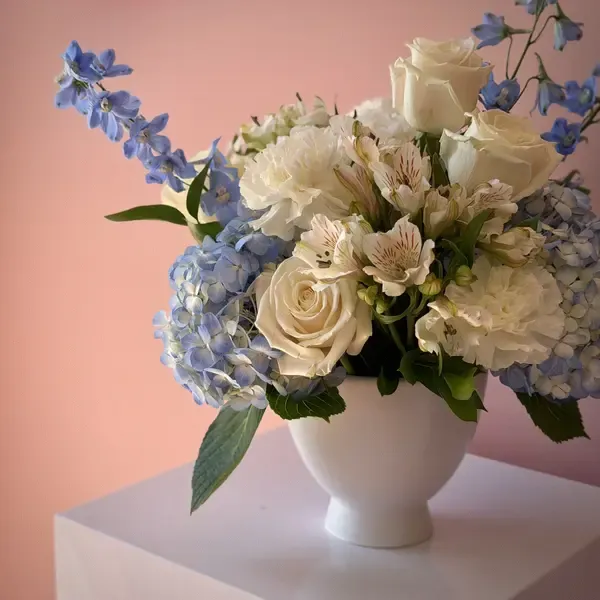 BELLA Delphinium & Hydrangea Flowers in Signature Vase