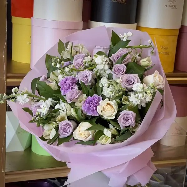 Lola  Lavender & White Flower Bouquet