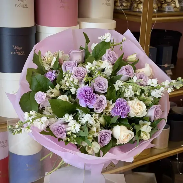 Lola  Lavender & White Flower Bouquet