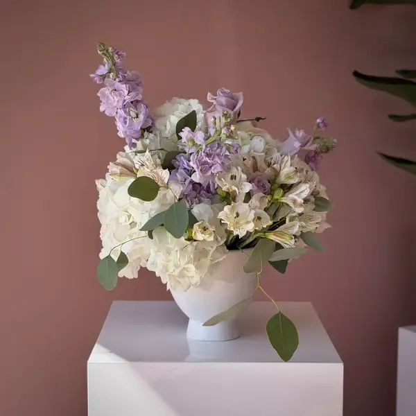 SABRINA Lavender & White Flowers in Signature Vase