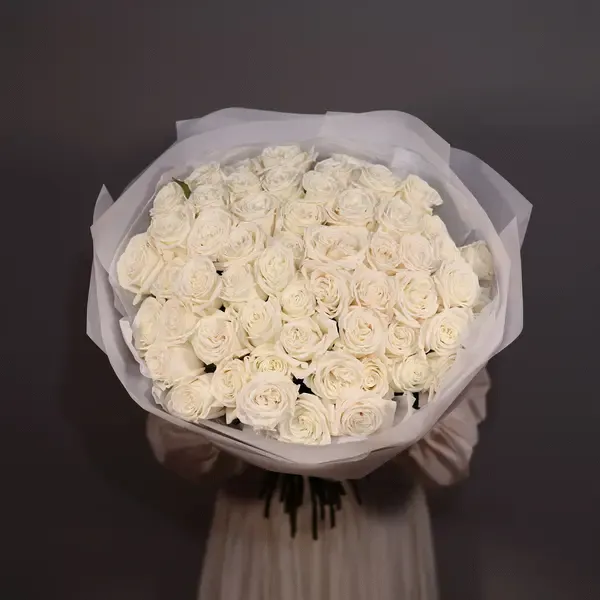 White Long Stem Roses Bouquet