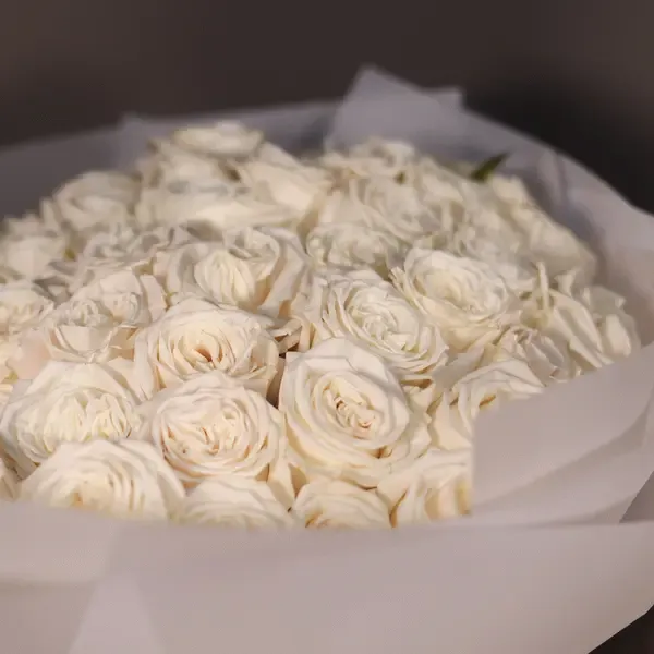 White Long Stem Roses Bouquet
