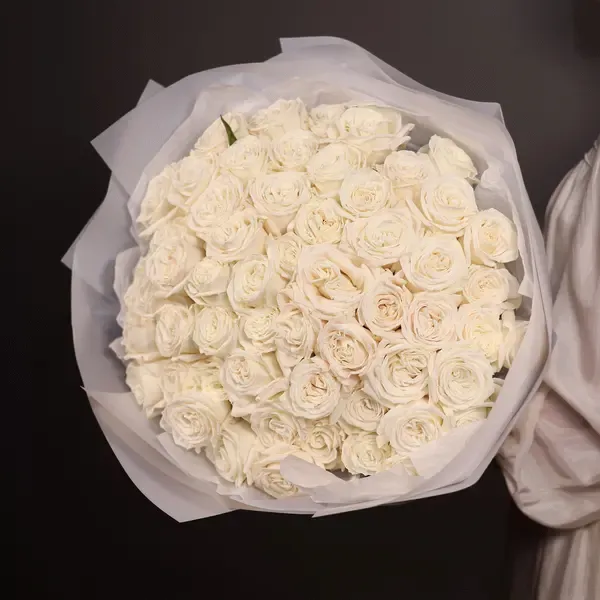 White Long Stem Roses Bouquet