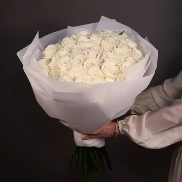 White Long Stem Roses Bouquet