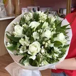 Alisa White Roses & Alstroemeria Flower Bouquet