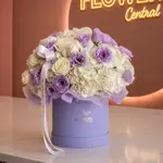 ALESSANDRA White Hydrangea White Roses & Lavender Flower Box