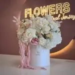 BIANA White French Roses, Hydrangea & Pink Amaranth Flower Box