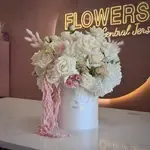 BIANA White French Roses, Hydrangea & Pink Amaranth Flower Box