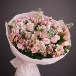 MILANA Soft Pink Roses and Alstroemeria Flower Bouquet