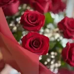Red Roses & Baby Breath Flower Bouquet