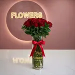 Red Long Stem Roses in Signature Vase