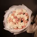 White & Light Pink Long Stem Roses Bouquet