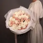 White & Light Pink Long Stem Roses Bouquet